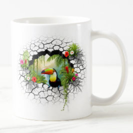 Färgfull pekskärm Tittar genom väggportalen Kaffemugg