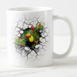 Färgfull pekskärm Tittar genom väggportalen Kaffemugg