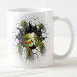 Färgfull pekskärm Tittar genom väggportalen Kaffemugg