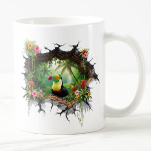 Färgfull pekskärm Tittar genom väggportalen Kaffemugg