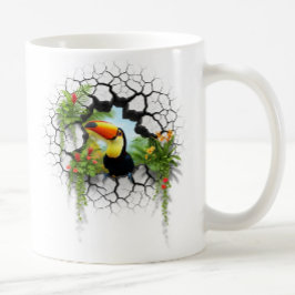 Färgfull pekskärm Tittar genom väggportalen Kaffemugg