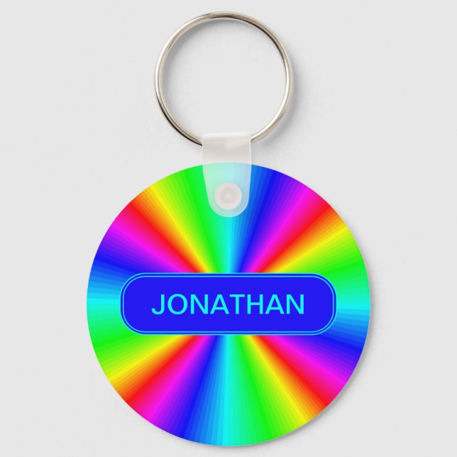 Färgfull Personlig för Bright Rainbow Nyckelring (Framsida)