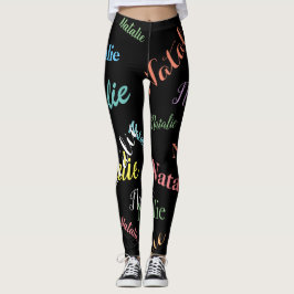 Färgfull Personlig Namn Typografi Mönster Leggings