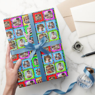 Färgfull Personlig nio foton, hjärter Mönster Presentpapper