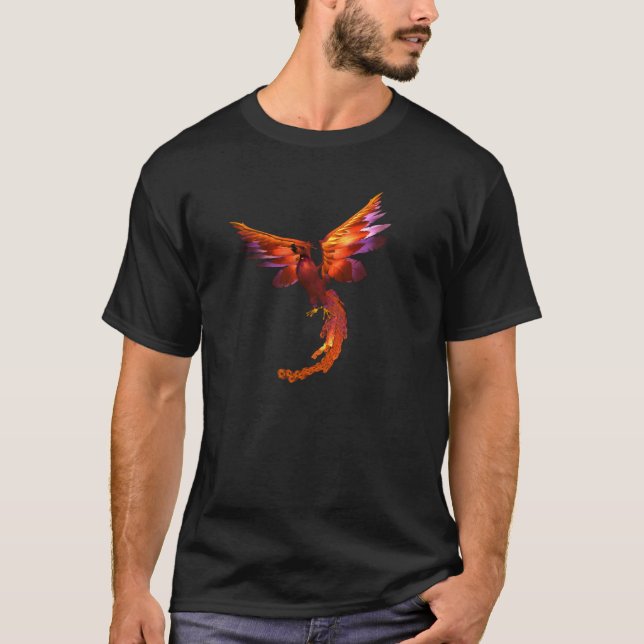Färgfull Phoenix-flygning T-shirt (Framsida)