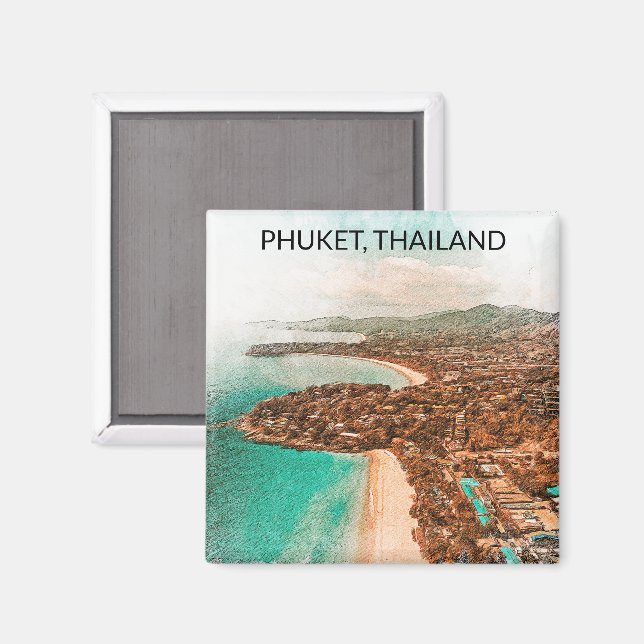 Färgfull Phuket Thailand Kusten View Magnet (Front/Back)
