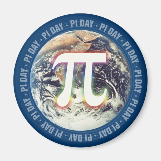 Färgfull pi-dag på jorden - mattemagnet magnet (Framsidan)