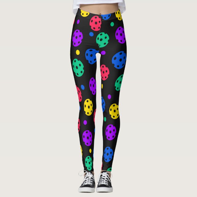 Färgfull Pickleball Bollar  Leggings (Framsida)