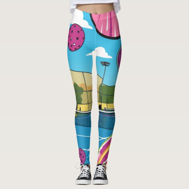 Färgfull pickleball leggings (Framsida)