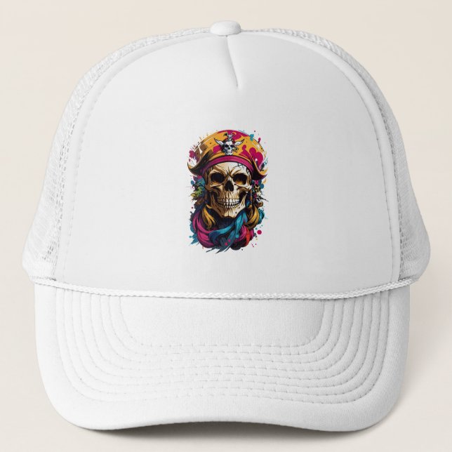 Färgfull Pirat Skull Keps (Framsida)