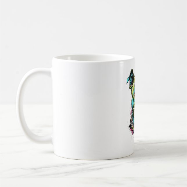färgfull pitbull kaffemugg (Vänster)