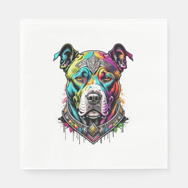färgfull pitbull pappersservett (Framsidan)