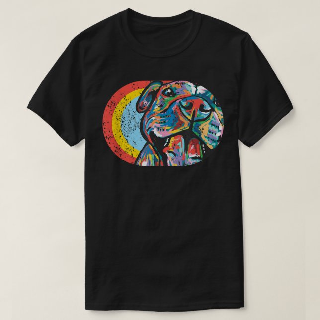 Färgfull Pitbull Smile, Hund Is Kärlek, Retro Vint T Shirt (Design framsida)