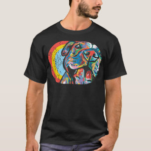 Färgfull Pitbull Smile, Hund Is Kärlek, Retro Vint T Shirt