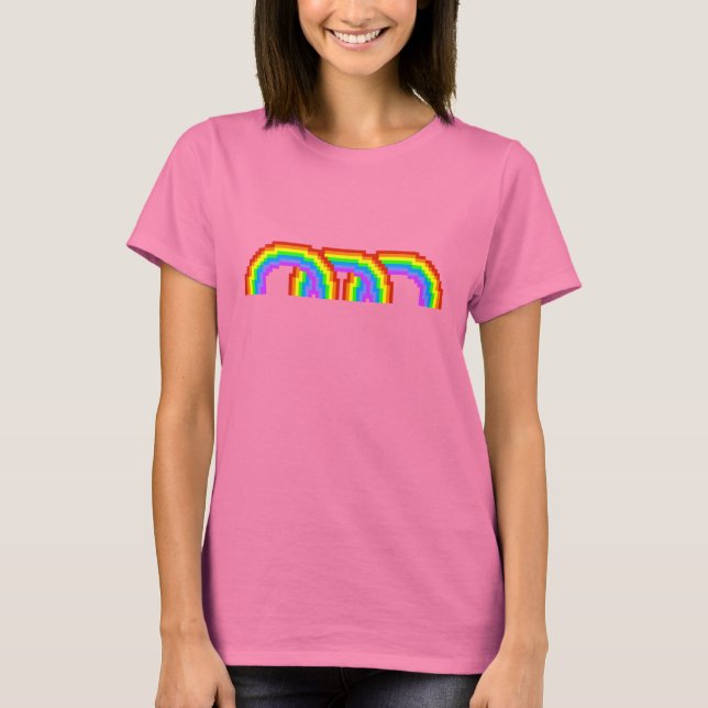 Färgfull Pixel Art Rainbow T-shirt för kvinnor (Framsida)