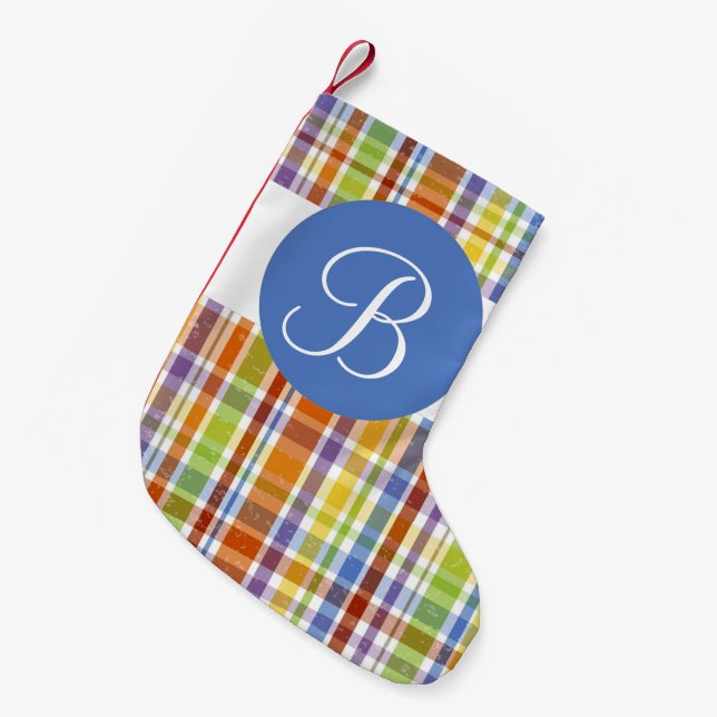 Färgfull platta, monogram julklapp liten julstrumpa (Framsidan (Hängande))