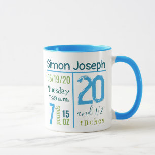 Färgfull Pojke-foto-Birth Record Simple Modern Mugg