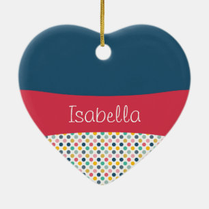 Färgfull Polka Dot Anpassade Mönster Julgransprydnad Keramik