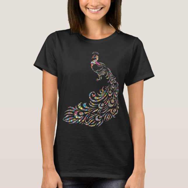 Färgfull polka-dot-peacock t shirt (Framsida)