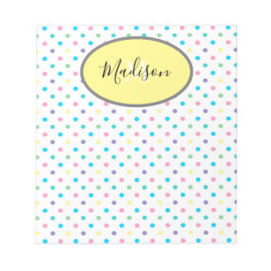 Färgfull Polka dots Anpassningsbar Monogram & Namn Anteckningsblock