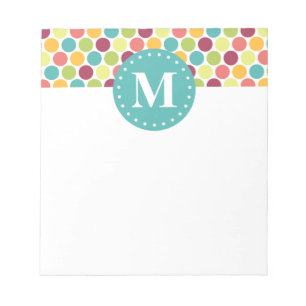 Färgfull Polka dots Mönster med Monogram Anteckningsblock