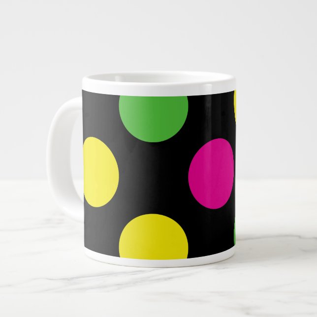Färgfull Polka dots, Polka Dot Mönster, prickad Jumbo Mugg (Framsida vänster)
