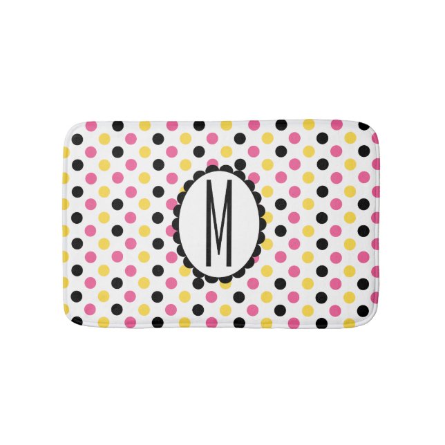 Färgfull polka punkt Monogrammed Bath Mat Badrumsmatta (Framsidan)