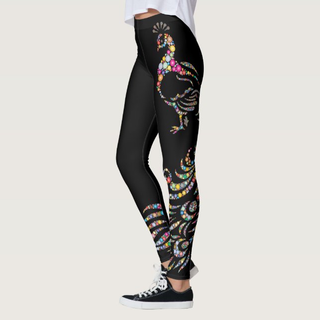 Färgfull polka - punkt Peacock Leggings (Vänster)