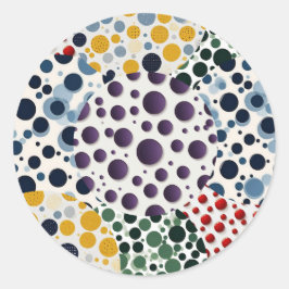 Färgfull Polka Punkt Quilt Mönster Runt Klistermärke