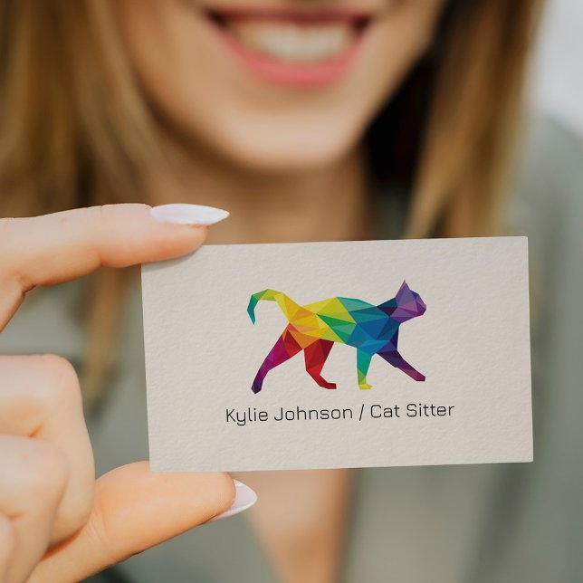 Färgfull polygonkattillustration - kattservice visitkort (Skapare uppladdad)