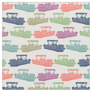 Färgfull Pontoon Boats Patterned Boating Print Tyg