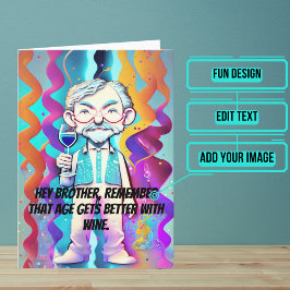 Färgfull pop Art Big Brother Funny Vin Birthday Kort