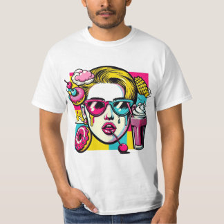 Färgfull pop Art-grafik T Shirt