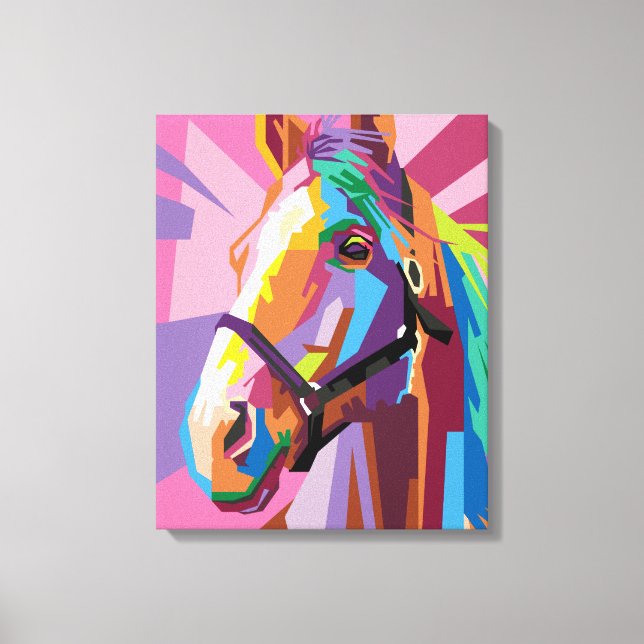 Färgfull pop Art Horse Porträtt Canvastryck (Framsida)