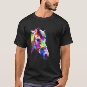 Färgfull pop Art Horse Porträtt Funny Horses T Shirt