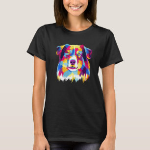 Färgfull Pop Australian shepherd Porträtt Aussie T Shirt