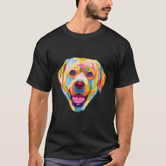 Färgfull Pop Labrador Retriever Porträtt Lab Owner T Shirt (Framsida)
