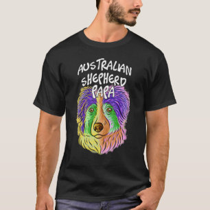 Färgfull Pop Porträtt Australian shepherd Hund Pap T Shirt
