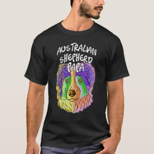 Färgfull Pop Porträtt Australian shepherd Hund Pap T Shirt