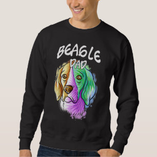 Färgfull Pop Porträtt Beagle Hund Pappa Fars dag Lång Ärmad Tröja