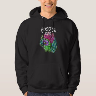 Färgfull Pop Porträtt Pudel Hund Pappa Fars dag Hoodie