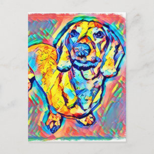 Färgfull poppart Dachshund Vykort