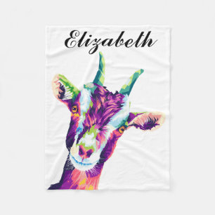 Färgfull poppgrafik Goat Personlig Fleece Blanket
