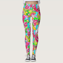 Färgfull poppgrafik leggings