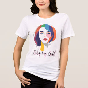 Färgfull poppgrafisk kvinna t shirt