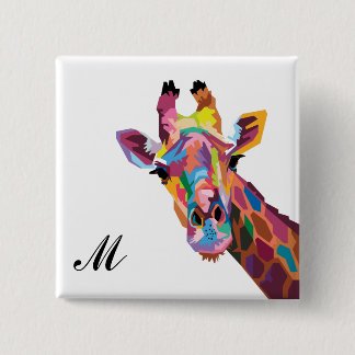 Färgfull poppsbild Giraffe Monogrammed Knapp