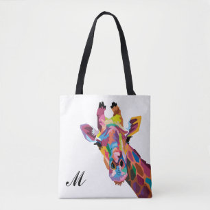 Färgfull poppsbild Giraffe Monogrammed Tygkasse