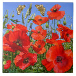 Färgfull Poppy Fält Kakelplatta<br><div class="desc">En fält av vackra röda poppies,  en så vacker presentlåda för någon speciell,  eller varför inte behandla dig själv!</div>