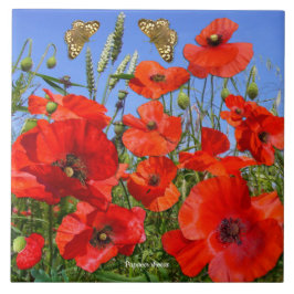 Färgfull Poppy Fält Kakelplatta