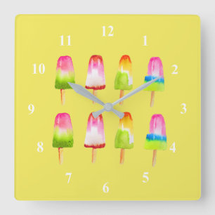 Färgfull popsicle ice-block Sommarkonst Fyrkantig Klocka